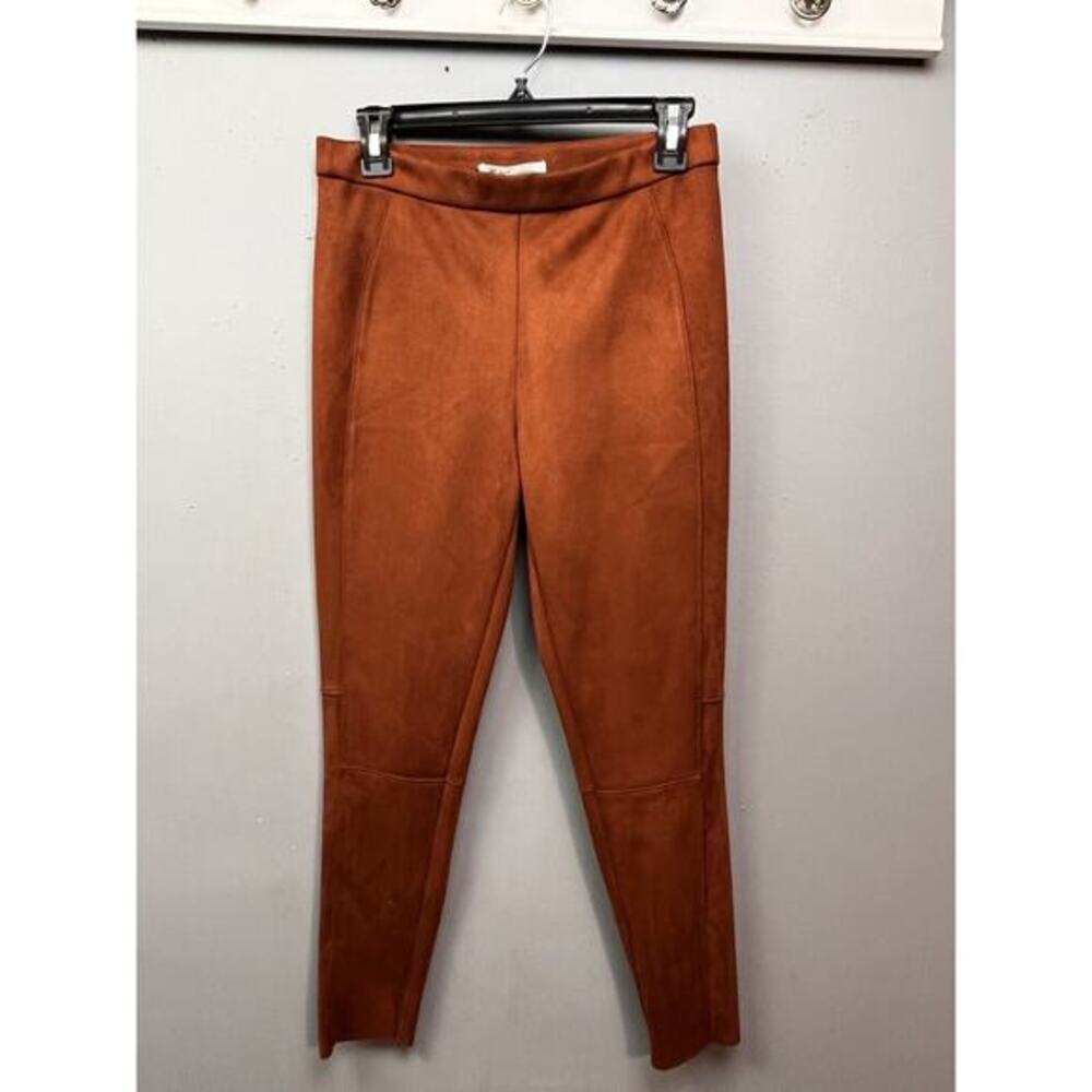 BCBGeneration Leggings Womens Small Cinnamon Brown Faux Suede Panel Stretch New